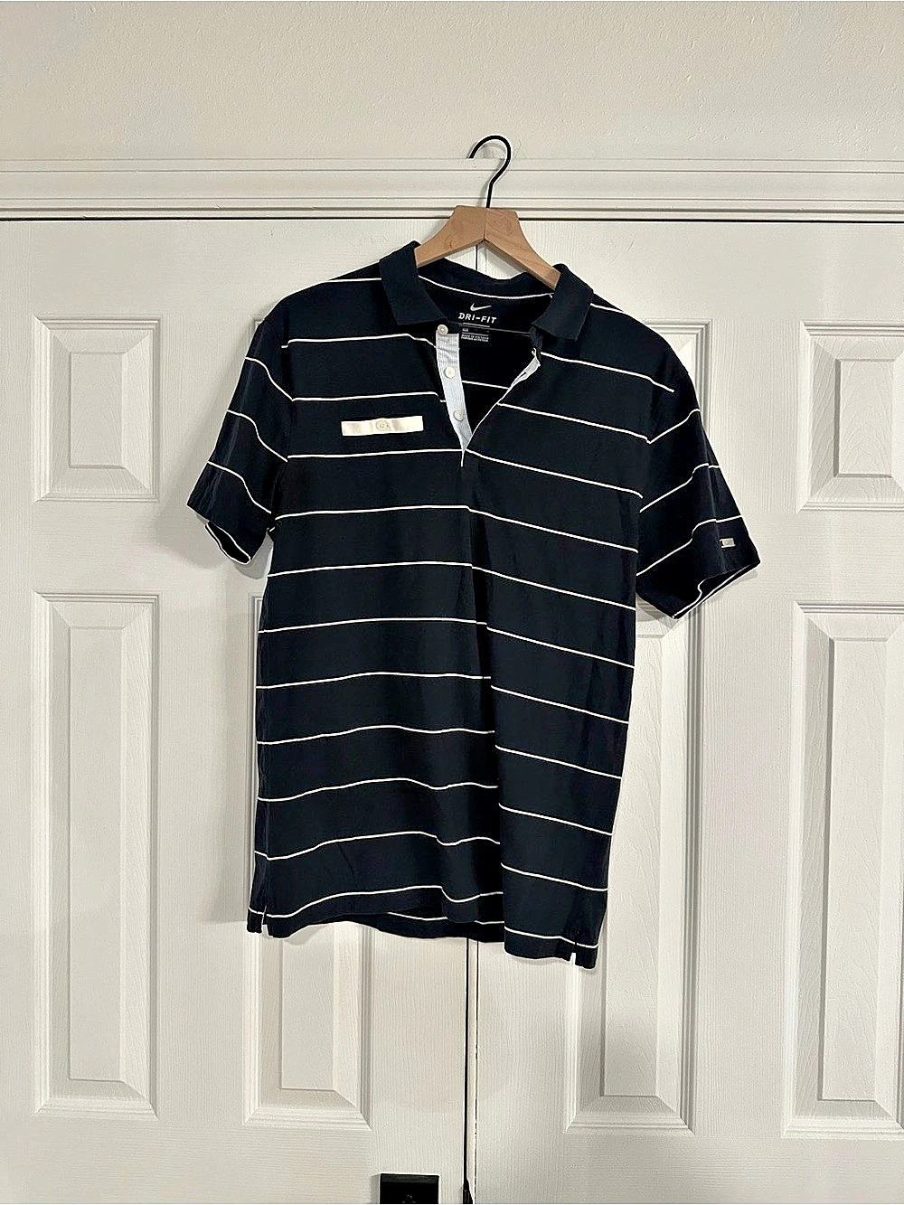 Nike Dri-FIT Striped Polo Black & White Size Medium